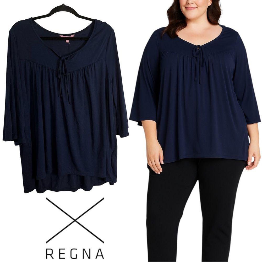 Regnax Women's Elegant Navy Boho Blouse XL NEW